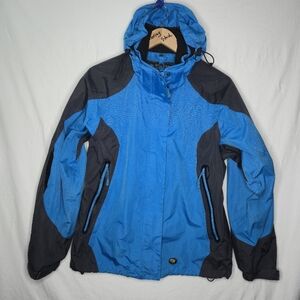 Wetskins Ladies Blue Black Shell Jacket With Waist Gaiter And Hood Size Large
